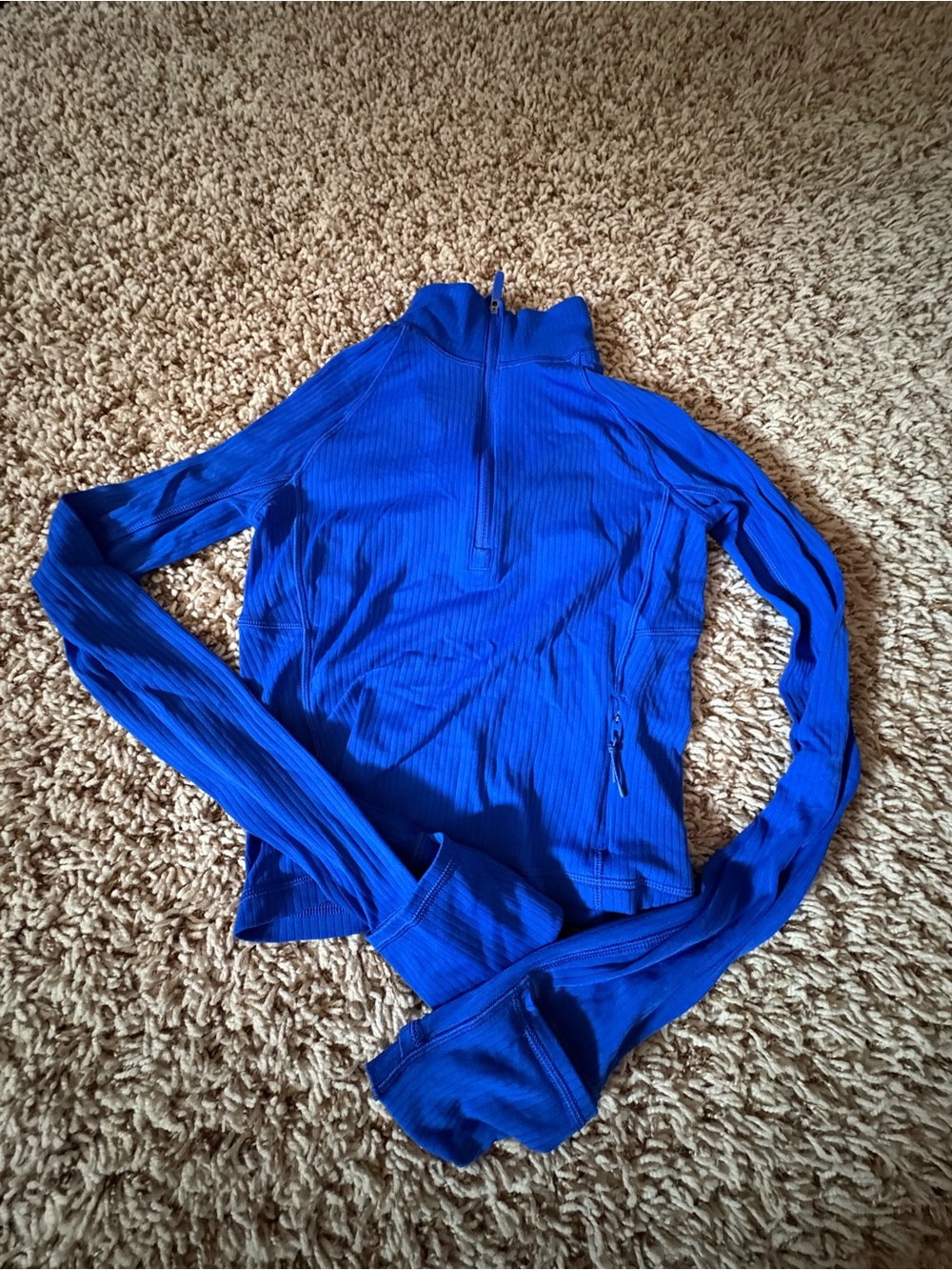 lululemon athletica Royal Blue Ribbed Quarter-Zip Long Sleeve Top